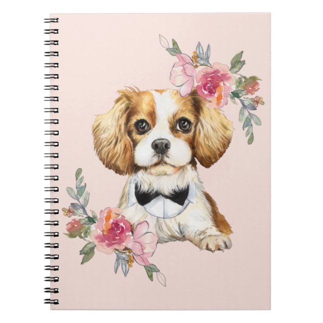 Niedlich Cavalier King Charles Puppy Watercolor Notizblock (Vorderseite)
