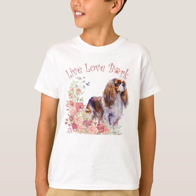 Niedlich Cavalier King Charles Spaniel Dog Floral T-Shirt (Vorderseite)