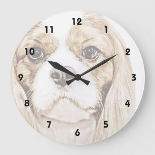 Niedlich Cavalier King Charles Spaniel Große Wanduhr