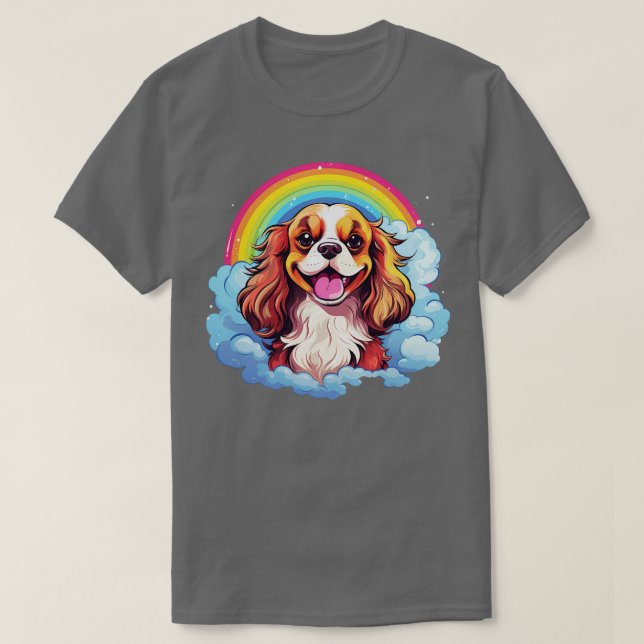 Niedlich Cavalier King Charles Spaniel Rainbow Clo T-Shirt (Design vorne)