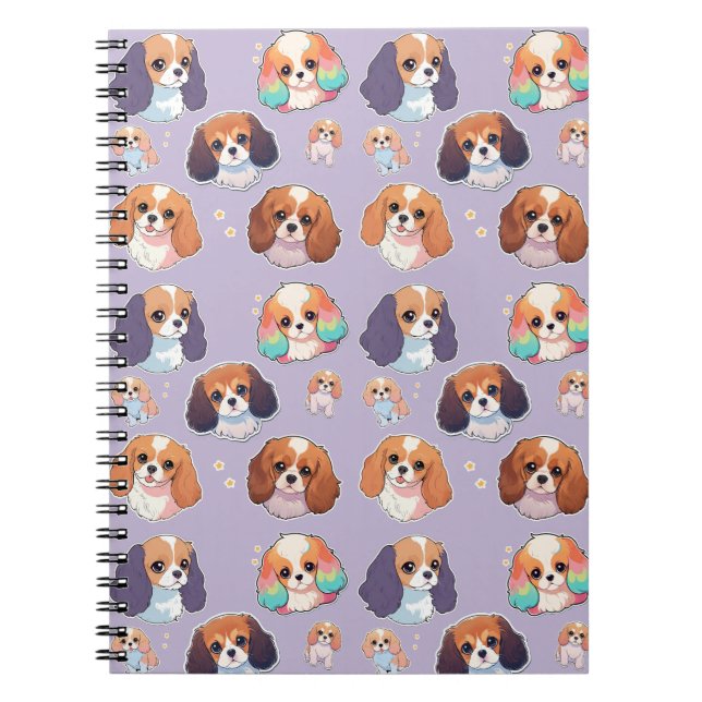 Niedlich Cavalier King Charles Unicorn Pastel Patt Notizblock (Vorderseite)