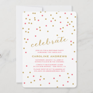 Niedlich Celebrate Confetti Dots Geburtstagspartei Einladung
