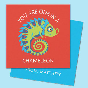 Niedlich Chameleon Kids Valentinstag Klassenzimmer Mitteilungskarte