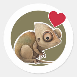 Niedlich Chameleon Runder Aufkleber