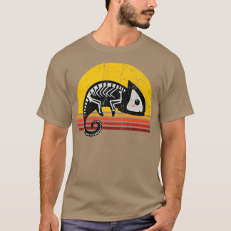 Niedlich Chameleon Skeleton Retro Vintag Halloween T-Shirt