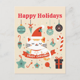 Niedlich Chat Genießen Sie die Weihnachtszeit Postkarte