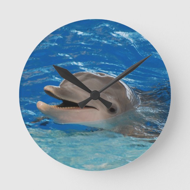 Niedlich Chattering Dolphin Runde Wanduhr (Vorderseite)