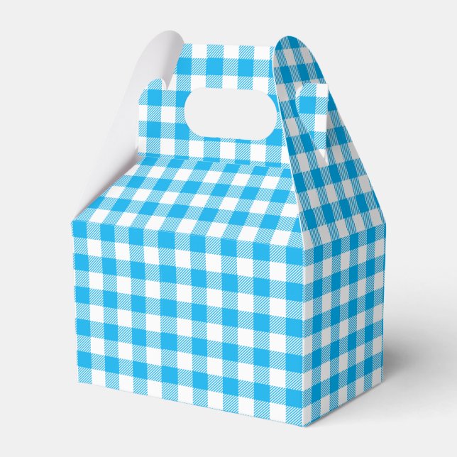 Niedlich Checked Blue White Gingham Kariert Geschenkschachtel (Vorderseite)