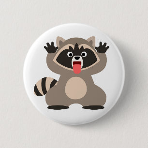 Niedlich Cheeky Cartoon Raccoon Button