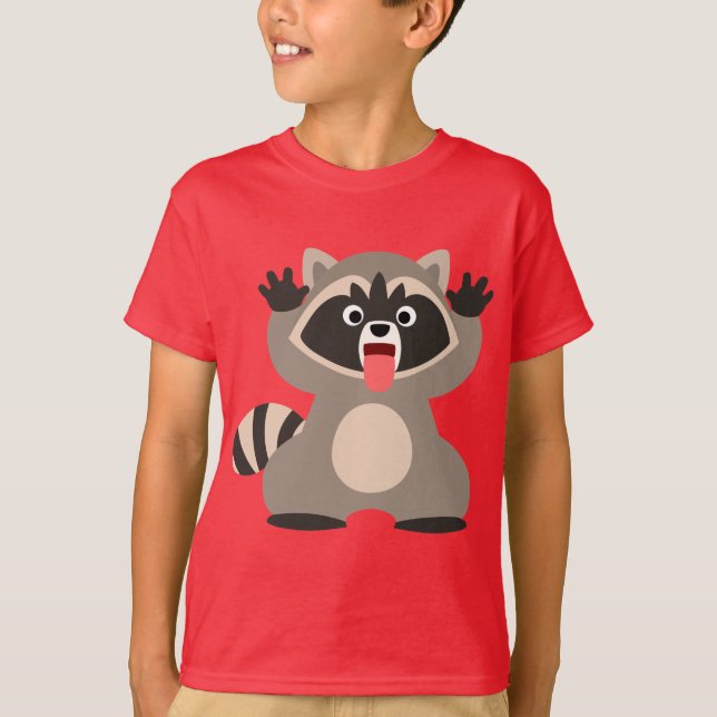 Niedlich Cheeky Cartoon Raccoon Kinder T - Shirt (Vorderseite)