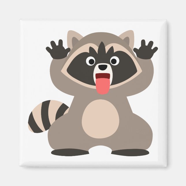 Niedlich Cheeky Cartoon Raccoon Magnet (Vorne)