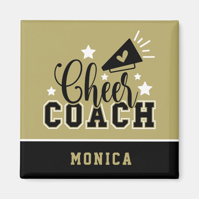 Niedlich Cheercoach Personalisiert Gold und Black Magnet (Vorne)