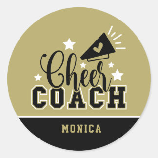 Niedlich Cheercoach Personalisiert Gold und Black Runder Aufkleber