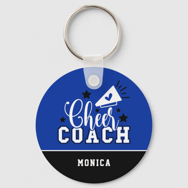 Niedlich Cheercoach Personalisiert Royal Blue und  Schlüsselanhänger (Vorderseite)