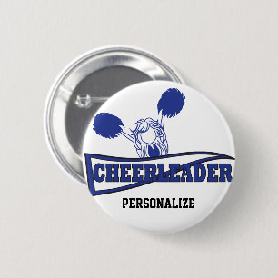 Niedlich Cheerleader Girl   DIY Name   Dunkelblau Button