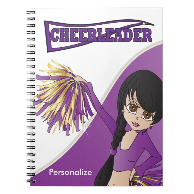 Niedlich Cheerleader Girl | DIY Name | Lila Notizblock (Vorderseite)