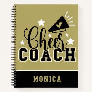 Niedlich Cheertrainer Personalisiert Gold und Blac Notizbuch