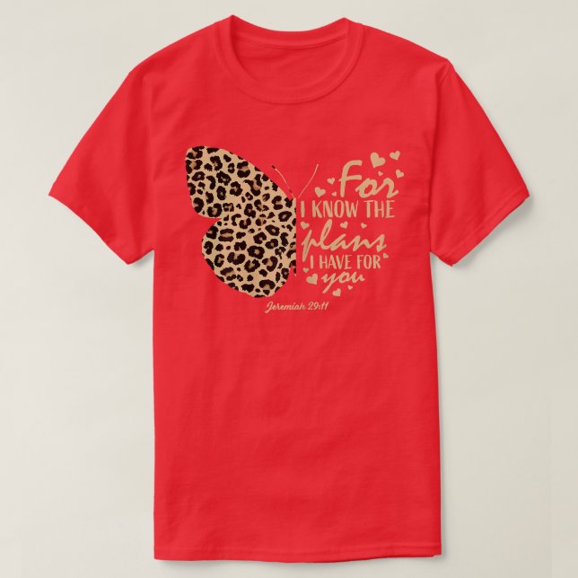 Niedlich Cheetah Print Butterfly Christlich Religi T-Shirt (Design vorne)