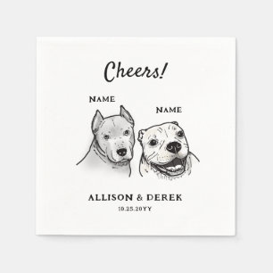Niedlich Chef Personalisiert 2 Hunde Hochzeitscock Serviette