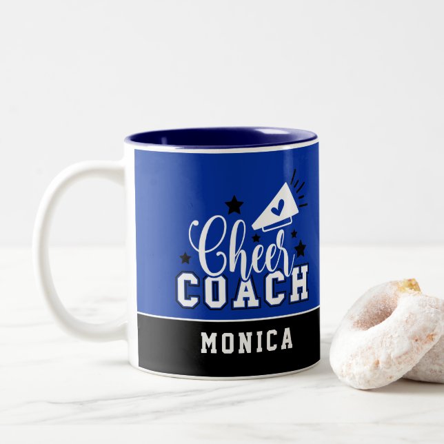 Niedlich Cheftrainer Personalisiert Royal Blue & B Zweifarbige Tasse (Mit Donut)