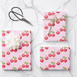 Niedlich Cherry 1. Geburtstag Party Geschenkpapier Set