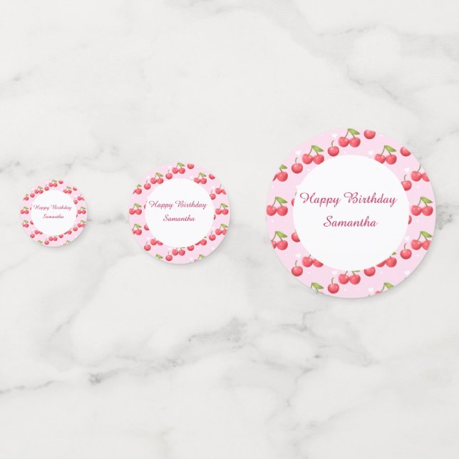 Niedlich Cherry 1. Geburtstag Party Konfetti (Vorderseiten)