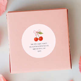 Niedlich Cherry Bow Coquette Rücksendeadresse Runder Aufkleber