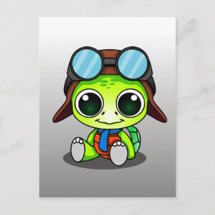 Niedlich Chibi Aviator Turtle Postkarte