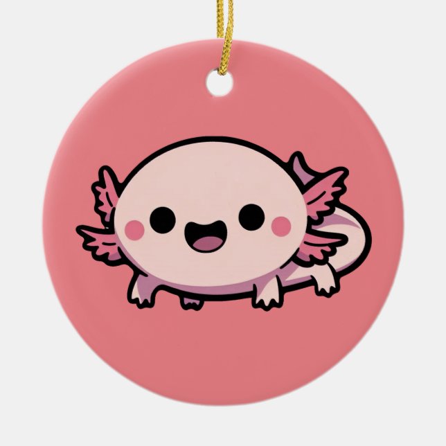 Niedlich Chibi Axolotl Keramik Ornament (Vorne)