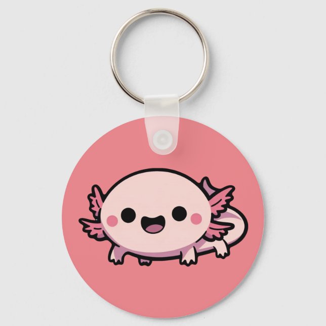 Niedlich Chibi Axolotl Schlüsselanhänger (Vorderseite)