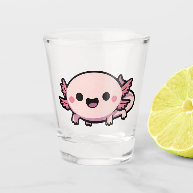 Niedlich Chibi Axolotl Schnapsglas (Vorderseite)