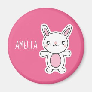 Niedlich Chibi Bunny Pink Personalisiert Magnet