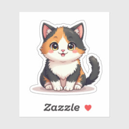 Niedlich Chibi Calico Cat - Pastelaufkleber Aufkleber