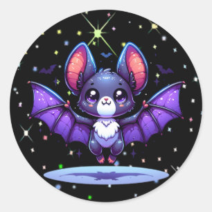 Niedlich Chibi Cartoon Bat Halloween Runder Aufkleber