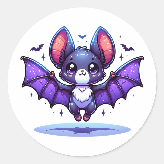 Niedlich Chibi Cartoon Bat Halloween Runder Aufkleber (Vorderseite)