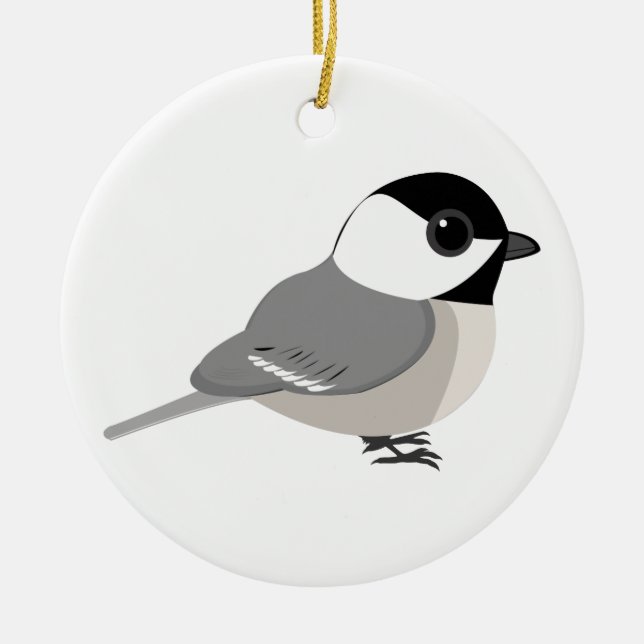 Niedlich Chibi Chickadee Keramikornament (Vorne)