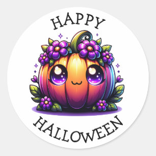 Niedlich Chibi Halloween Pumpkin Runder Aufkleber