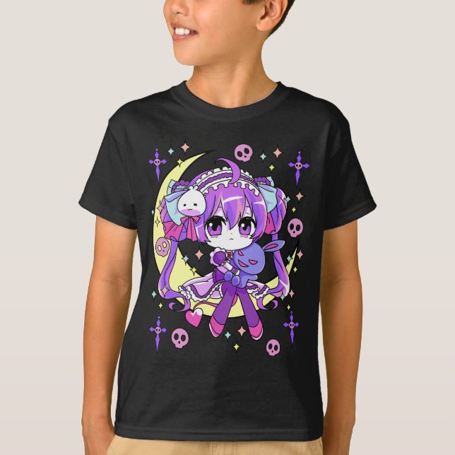 Niedlich Chibi Kawaii Anime Girls Pastel Goth for T-Shirt (Vorderseite)