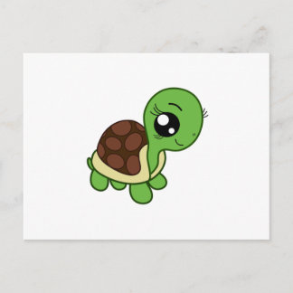 Niedlich Chibi Make-up Turtle Girl Kawaii Postkarte