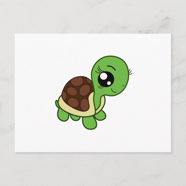 Niedlich Chibi Make-up Turtle Girl Kawaii Postkarte (Vorderseite)