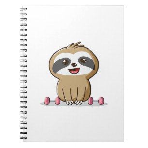 Niedlich Chibi Sloth Workout � Funny Kawaii Gym Ti Notizblock