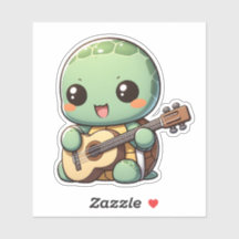 Niedlich Chibi Turtle Playing Guitar
