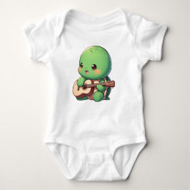Niedlich Chibi Turtle Playing Guitar Baby Strampler