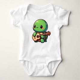 Niedlich Chibi Turtle Playing Guitar Baby Strampler