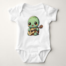 Niedlich Chibi Turtle Playing Guitar Baby Strampler