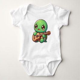 Niedlich Chibi Turtle Playing Guitar Baby Strampler