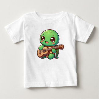Niedlich Chibi Turtle Playing Guitar Baby T-shirt