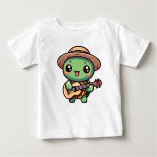 Niedlich Chibi Turtle Playing Guitar Baby T-shirt