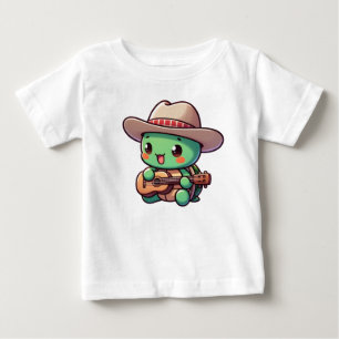 Niedlich Chibi Turtle Playing Guitar Baby T-shirt