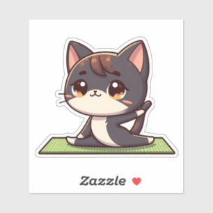 Niedlich Chibi Yoga Cat Aufkleber